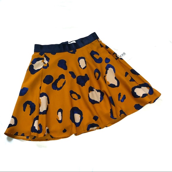 leopard print a line mini skirt